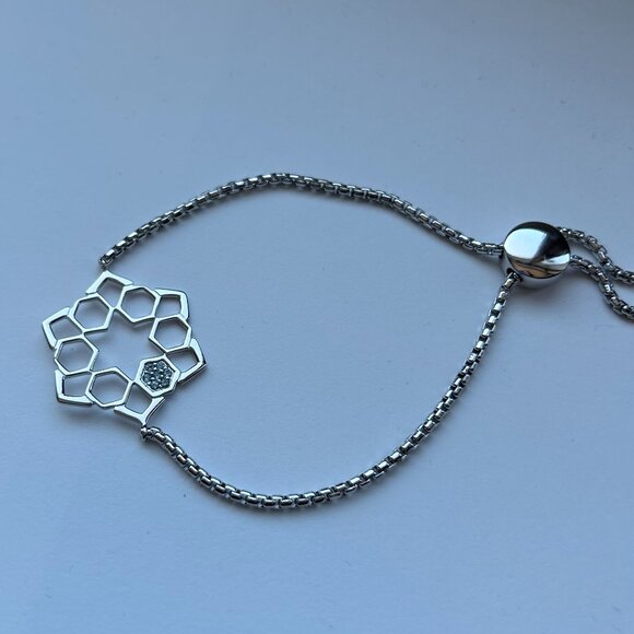 Sterling Silver with Diamonds Slider Bracelet by Cerimani - Picture 4 of 15